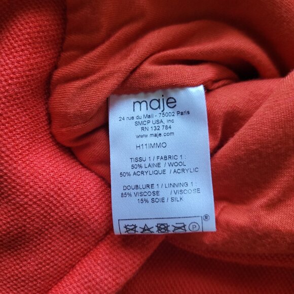 Maje Scalloped Orange Wool Skirt - Picture 4 of 4
